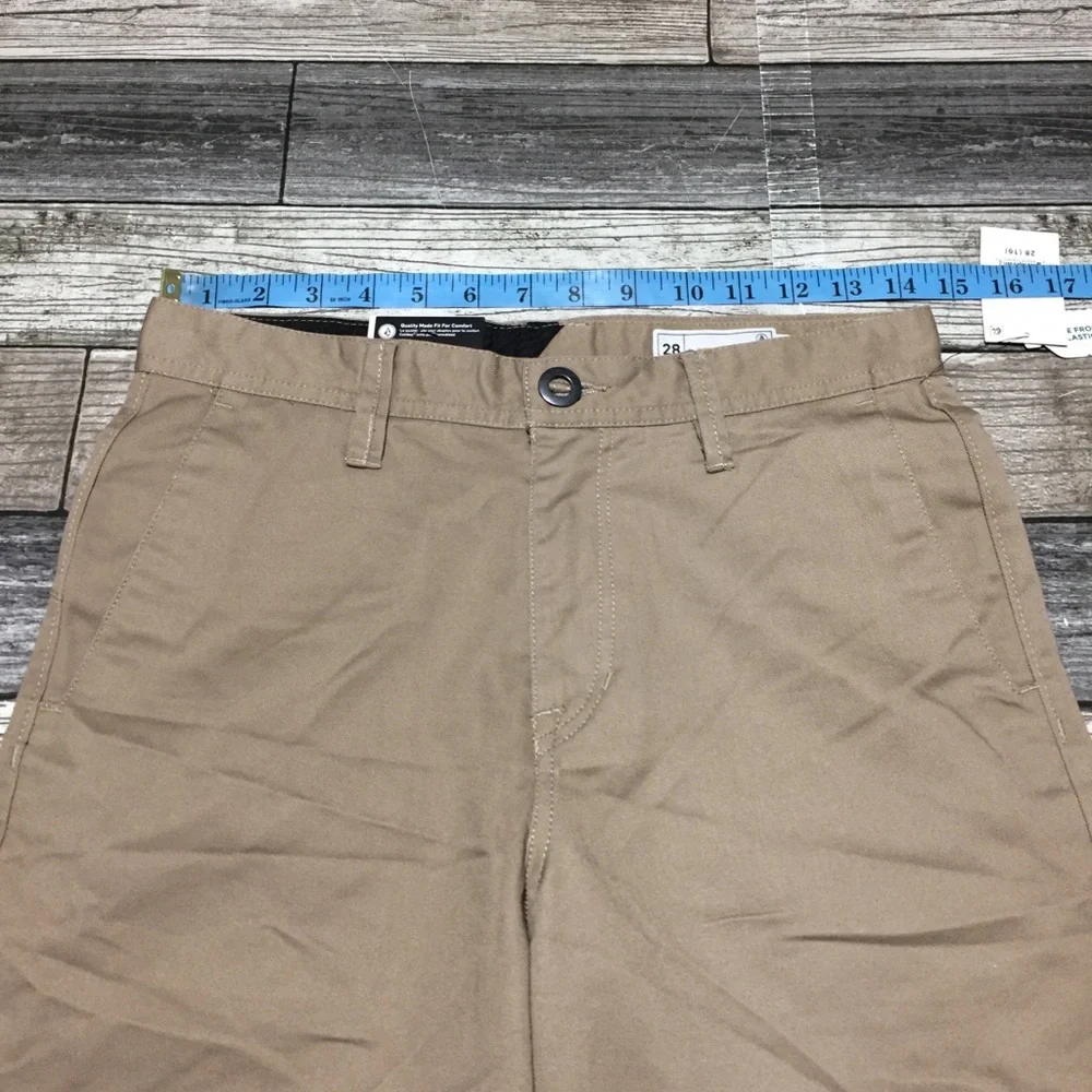 Volcom Chino Shorts Youth 28 Beige Tan (Inseam 9) Casual Flat Front